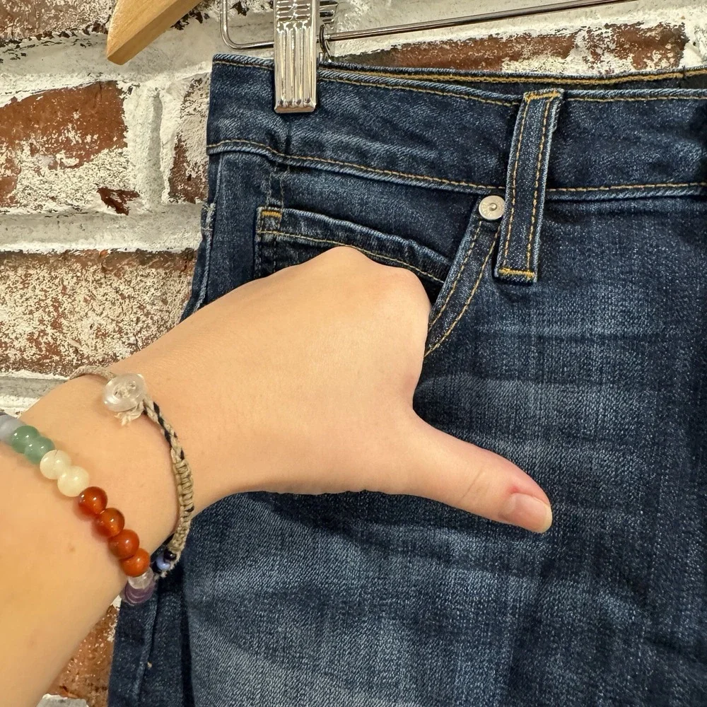 Just Black Denim Jean Shorts Dark Wash Cotton Raw Hem Pockets S Made in USA‎